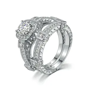 fashion double set ring zircon men's and women's rings wholesale