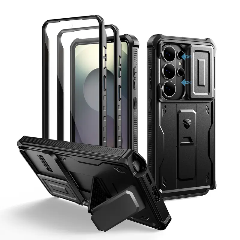 Dexnor Heavy-Duty Polycarbonate TPU+PC Case for Samsung Galaxy S26 Ultra (2026 Edition) - Quick Slide Camera Cover, 2 Front Frames, Built-in Screen Protector, Kickstand, Shockproof Full-Body Protection, Wireless Charging Compatible
