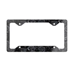 Black Rose License Plate Frame, Gothic Car Decor, Exterior Car Accessories for Women, Witchy Floral New Car Gift for Her