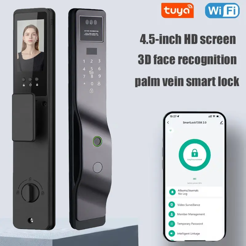 Smart Door Lock with Smartphone Control & App - Heavy-Duty Modern Lock, 8 Unlocking Methods (Key/Code/RFID/Proximity), Multi-Language Voice/Sound Guidance, Auto-Lock/Unlock for Home Security System Suitable for Homes/Offices/Garages
