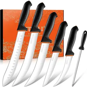 TIVOLI 6 PCS Knife Set-Skinning Boning Trimming Poultry Knives for Meat Cutting TIVOLI 6 PCS Knife Set-Skinning Boning Trimming Poultry Knives for Meat Cutting