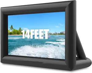 14FT Inflatable Projector Screen, Outdoor Movie Screen Front and Rear Projection with Air Blower for Movie Nights Backyard Home Theater Pool Party