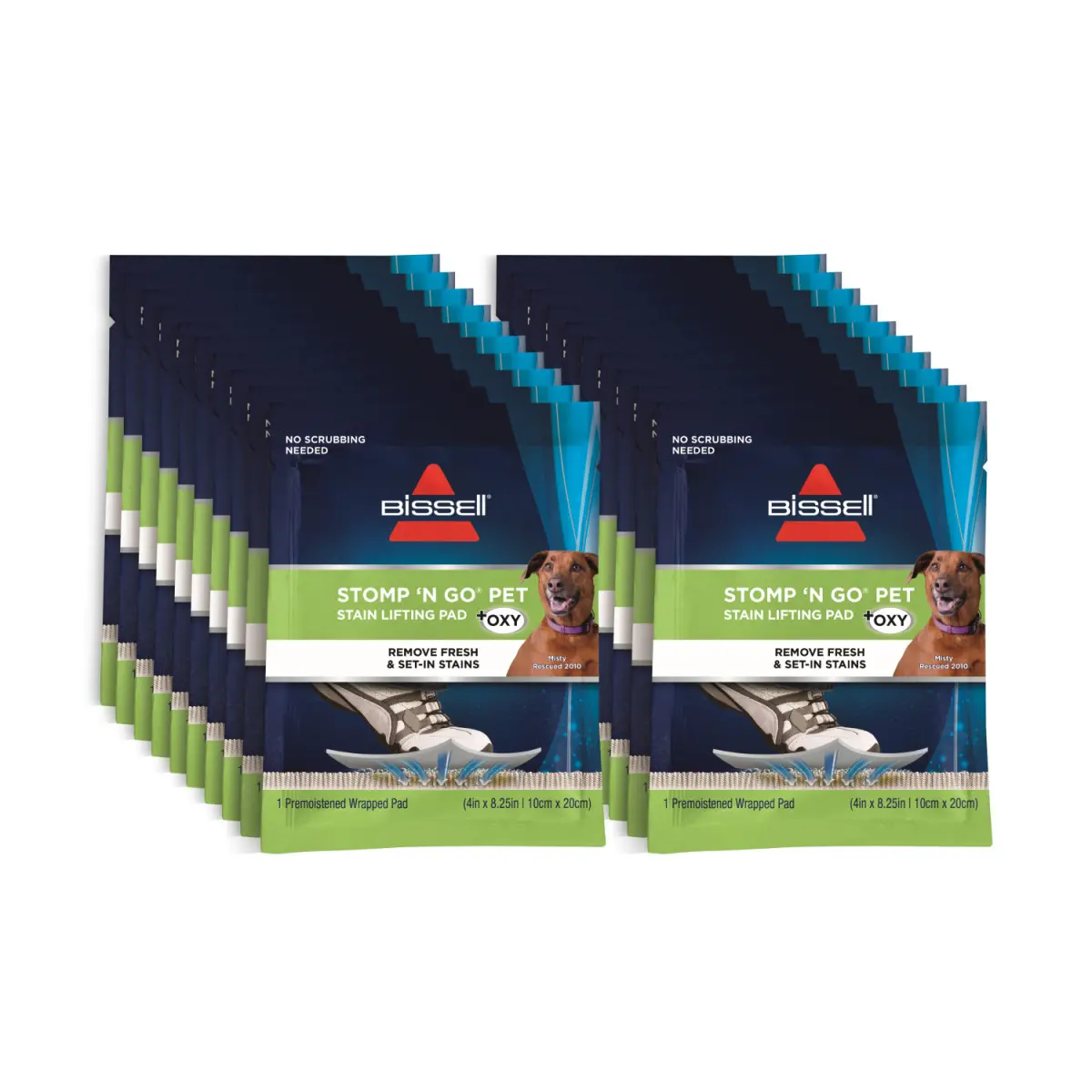 BISSELL Stomp ’n Go Pet Stain Lifting Pads, OXY Pet Stain & Odor Remover, Carpet & Rug Cleaner, 20-Pack