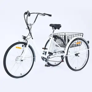 GARVEE 26-Inch 7-Speed Commuter Ebike for Adults - 3-Wheel Energy-Saving Bike with LCD Display, Baskets, 330-Lb Capacity, White Seniors' Ebike