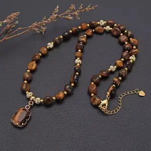 N306- Healing Gemstone Crystal Natural Stone Tiger Eye Necklace!