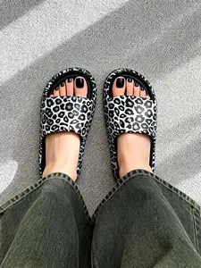 Y2K Leopard Print Platform Slides, Trendy Streetwear Summer Slippers, Large Sizes, Eva Material, Ideal for Home and Travel, Footwear, Soft Slide Footwear