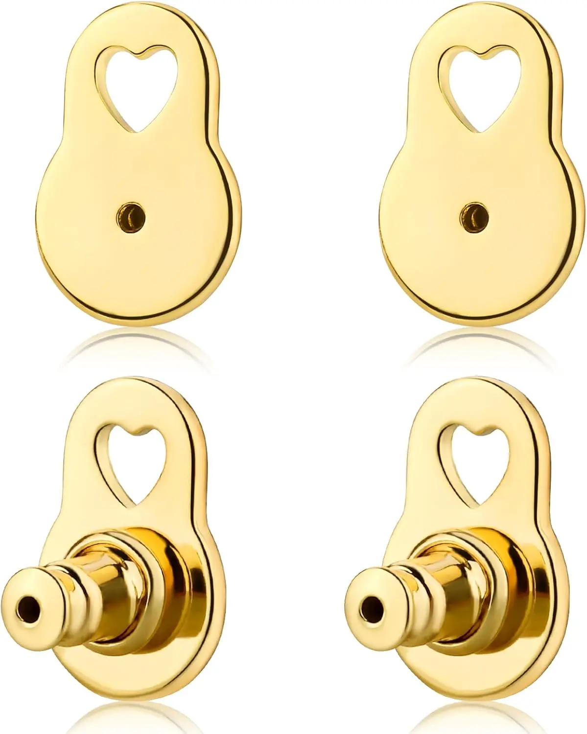 Earring Backs for Droopy Ears, Sturdy Heart Lifter Backs for Heavy Earrings Locking Earring Support Backings for Studs Secure Ear Backers Replacements Locking Ear Supports
