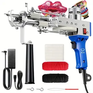 Riiai Tufted Bullet Camera Cutting Stake and Ring Stake 2 in 1 AK-III with Starter Kit, Speed Adjustment and 360 ° Handle, Carpet Maker Carpet Gun for Carpet Making, Beginner (Blue)