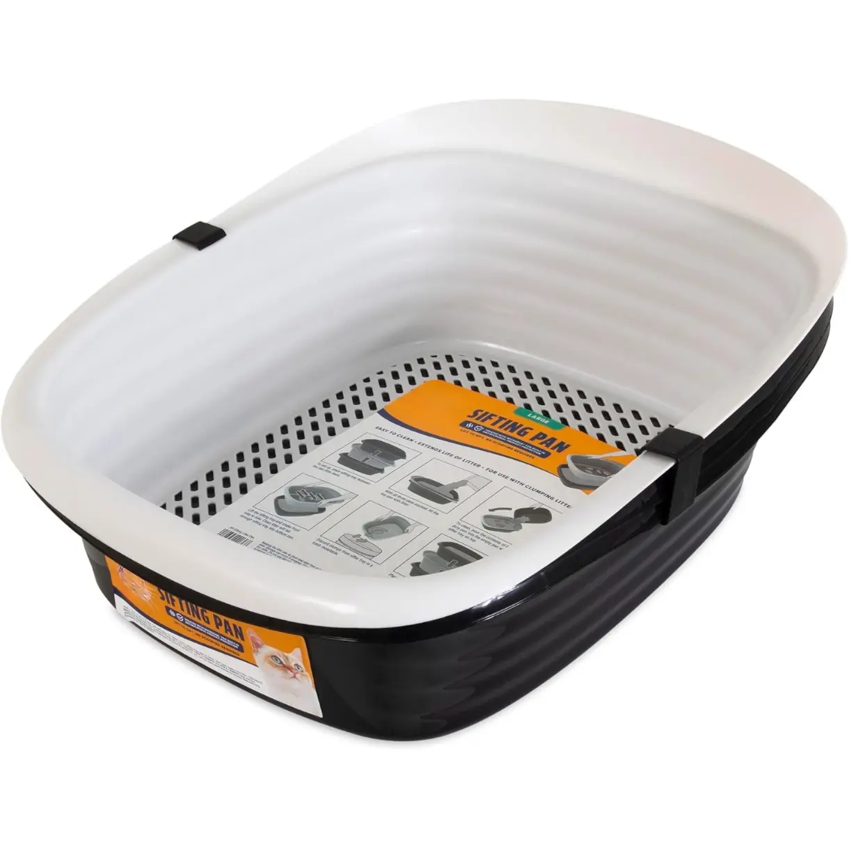 Large Sifting Litter Box Scoop Free Cat Litter Tray with Microban, Made in USA Large Sifting Litter Box Scoop Free Cat Litter Tray with Microban, Made in USA