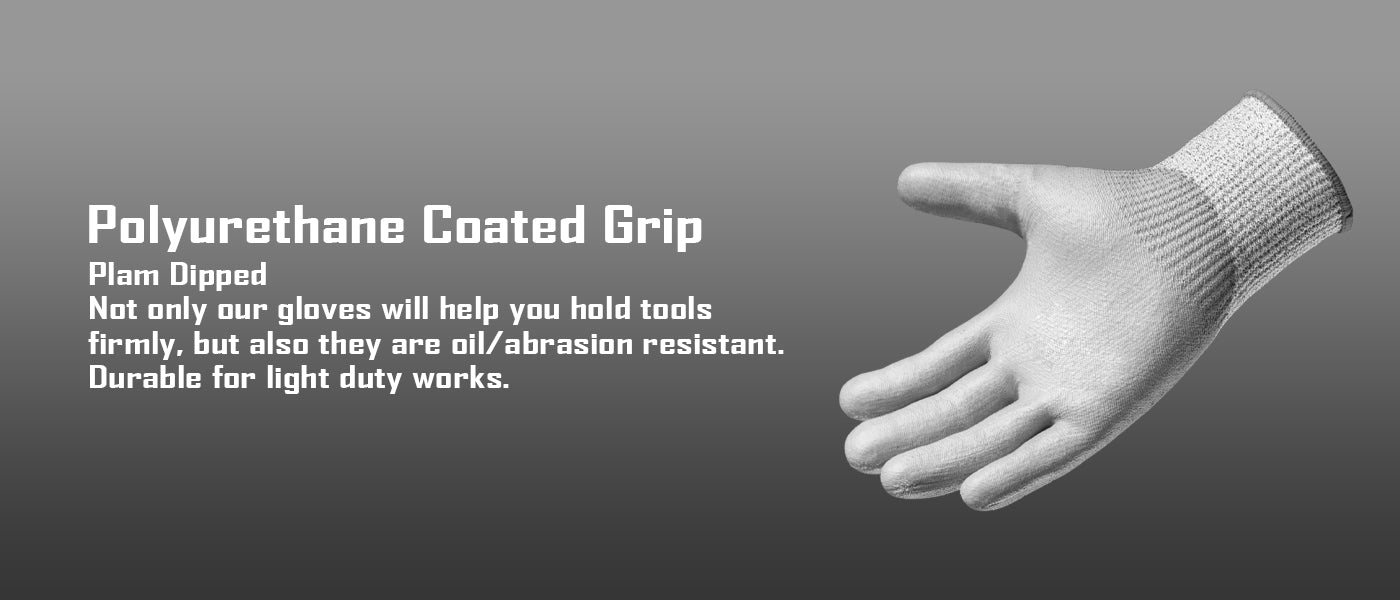 COOLJOB ANSI A2 Cut Resistant Work Gloves - PU Dipped Grip, 13 Gauge Breathable Safety Gloves for Mechanics, Construction & Carving (12/120 Pairs Bulk Pack)