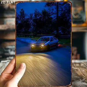 Vintage Car Design Iron Metal Tin Sign, 8x12 Inch Decorative Plaque for Garage & Car Themed Parties, Durable Wall Art Printing