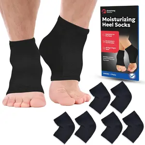 Moisturizing Socks for Men Cracked Heel Treatment with Aloe Vera Lotion Infused Gel Heel Socks for Dry Cracked Feet & Callus Remover (XL 3 Pairs)