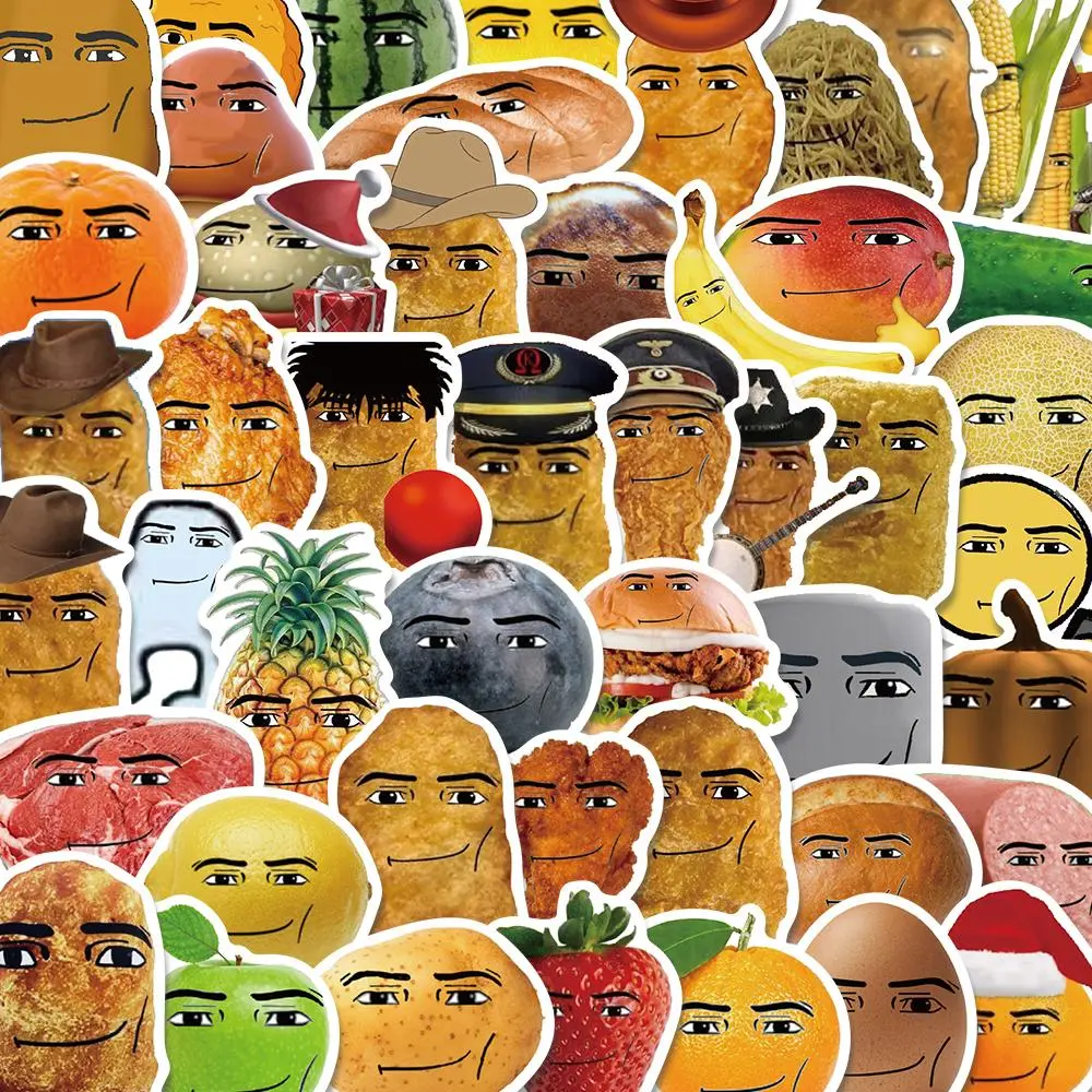 Food Themed Emotional Sticker, 50pcs/set Decal Set Funny Cartoon Sticker, Decorative Sticker for Smartphone, Cellphone, Phone Case, Water Bottle, Laptop, Guitar, Bag, Water Cup, Scrapbook, Screen Protector, Funny Stickers