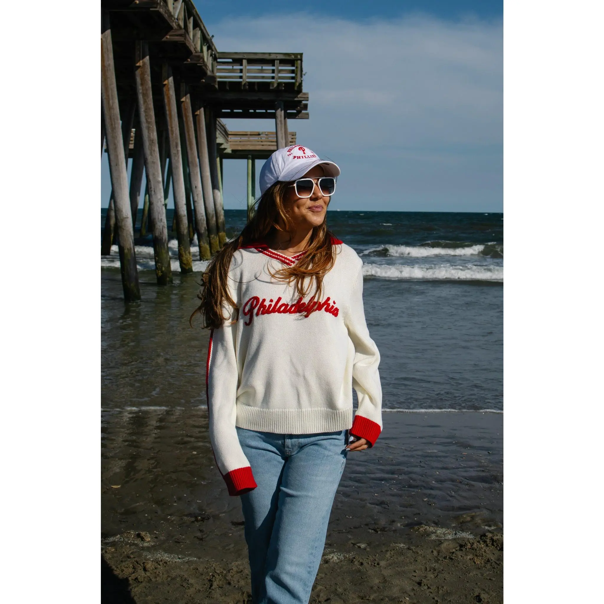 Philadelphia Baseball Chenille Collared Sweater