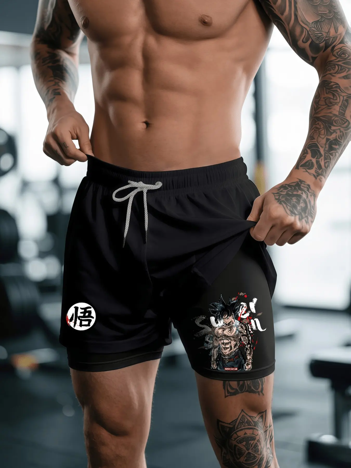 Super Saiyan Print 2 in 1 Fitness Shorts,Unisex Quick Dry Swim Trunk,Gym Clothing Shorts,Classic Mens Pocket Shorts,Anime Gym Shorts,Loose Casual Pocket Track Shorts,Activewear,Casual Athletic Sport Short,High Stretch Sport Short,Workout Clothes