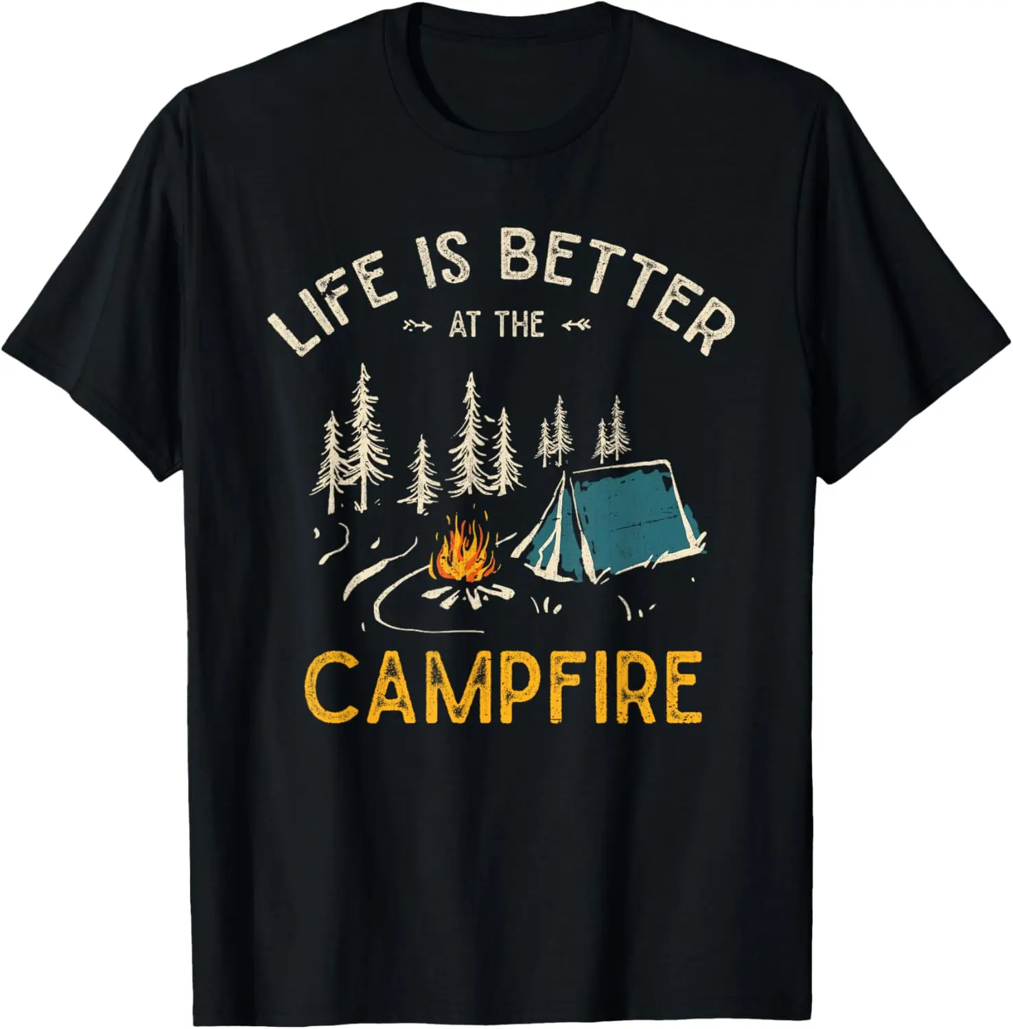 100% Cotton Life Is Better At The Campfire Funny Camper Camp Camping T-Shirt