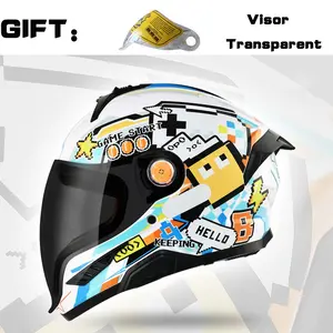 Nbtk Brand Full-Face Motorcycle Helmet, A transparent lens as a gift, Small helmet, not recommended for adults, Abs Material with Eps Padding, Removable Liner, Ventilation, Drinking Compatible, Equipped with visor, Unisex, All-Season, Safety Riding Helmet