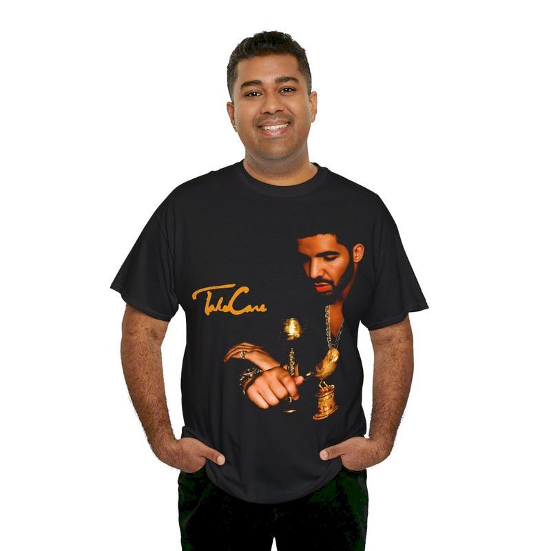 Drake Vintage Hip Hop Rap Shirt Streetwear Music Inspired Shirt For Take Care Fan Casual Classic Cotton Menswear Retro T-Shirt Top Comfy Graphic Smooth Tee Underwear Tshirt Shortsleeve