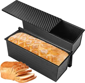 Spmarkt 2-Pack Black 13inch Pullman Loaf Pan with Lid, PFTE & PFOA-Free, Safe and Healthy for Homemade Bread with Family-Sized Features Multicolor bread toast box mold Bakeware