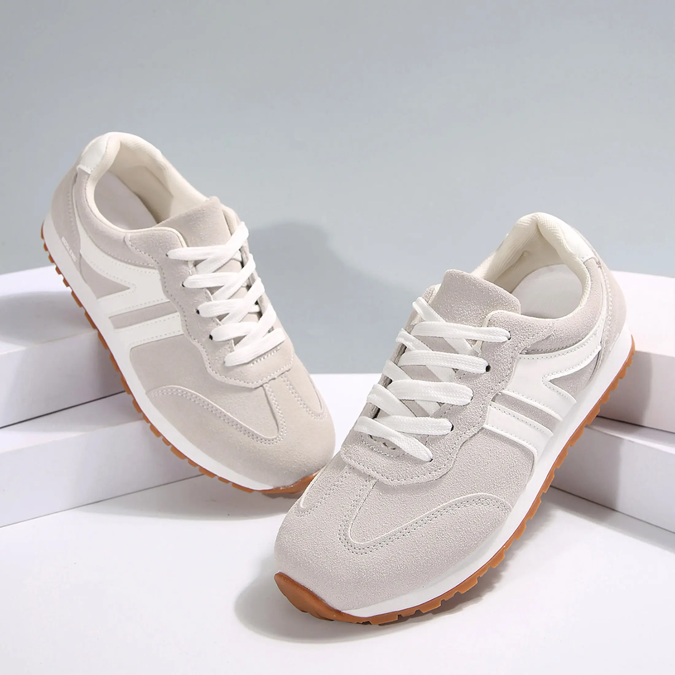 Women Fashion Sneakers Suede Patchwork Non-Slip Casual Walking Shoes Comfortable Gym Tennis Running Workout Elegant Style Flex Move Daily Wear Wardrobe Must Performance Sleek