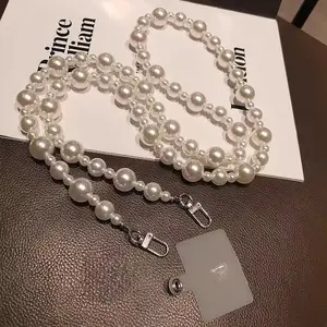Long Pearl Beaded Phone Strap, Fashionable Handbag Chain, Camera Accessory, Elegant Jewelry Design, Perfect Gift Idea