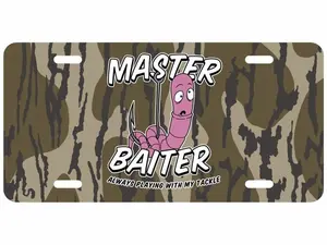 Master Baiter Funny Fishing License Plate, Car Accessories, Vanity Plate - Lightweight Aluminum, Pre-Drilled holes, Easy Installation Truck Automotive