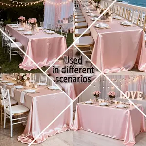 Silk Texture Satin Tablecloth, Rectangular Wedding Party Business Decor, Wrinkle Resistant Polyester Fabric, DIY Holiday Theme Decoration