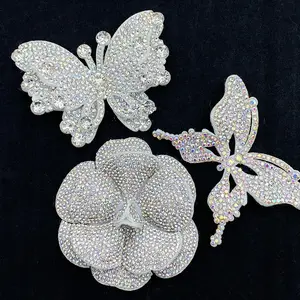 Set of 3 Rhinestone Flower Patches, DIY Fashion Accessories, Embellishments for Clothes, Shoes, Hats, Bags, Craft Supplies