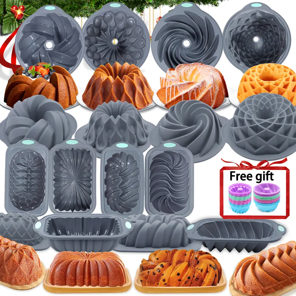 66/45/21 Pieces,Silicone Baking Set, Tube Baking Panand Kitchen Oven Bread Pan; Silicone Molds for Homemade Cakes, Bread, and Jello; Non-Stick; Non-Stick Kitchen Oven Bread Pan; Perfect for Banana Bread and Meatloaf, Perfect for Mom's Kitchen! MothersDay