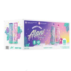 Alani Nu Variety Pack - 18 Cans of Assorted Flavored Energy Drinks Purple Cotton Candy & Purple Cotton Candy