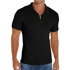 Men's summer solid-color short-sleeved polo sweater, a casual, fashionable, retro, and street-style top