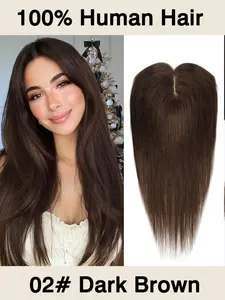 No Bangs Hair Topper Human Hair With Clips Machine-Remy Hair Toppers For Woman Natural Topper Włosy For Thin Hair One Piece Toppers