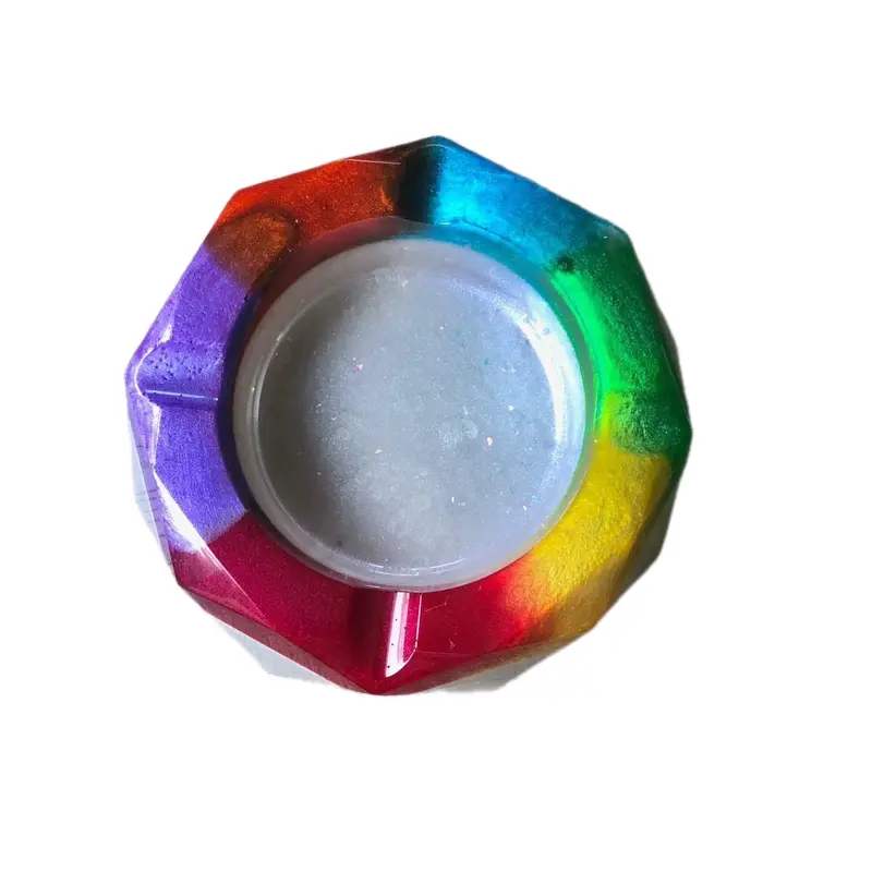 Mudita Rainbow Resin Ashtray - 4x4x1 Inches - Lighter- Accessories-trinkets. Resin miscellaneous Ashtray Trays Ornaments outdoor decorative resina shtray
