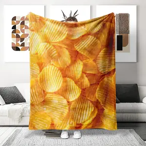 Potato Chip Pattern Blanket, Ultra-Soft Flannel Nap Blanket, Shawl Blanket, Small Cover Blanket, Perfect Gift for Holidays, Flannel Throw Blanket