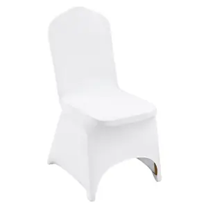 fathersdaygift VEVOR Stretch Spandex Folding Chair Covers, Universal Fitted Arched Front Cover, Removable Washable Protective Slipcovers, for Wedding, Holiday, Banquet, Party, Celebration, Dining (100PCS White)