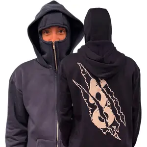 Navy Blue Ski Mask Zip Up Hoodie | Kulture Original