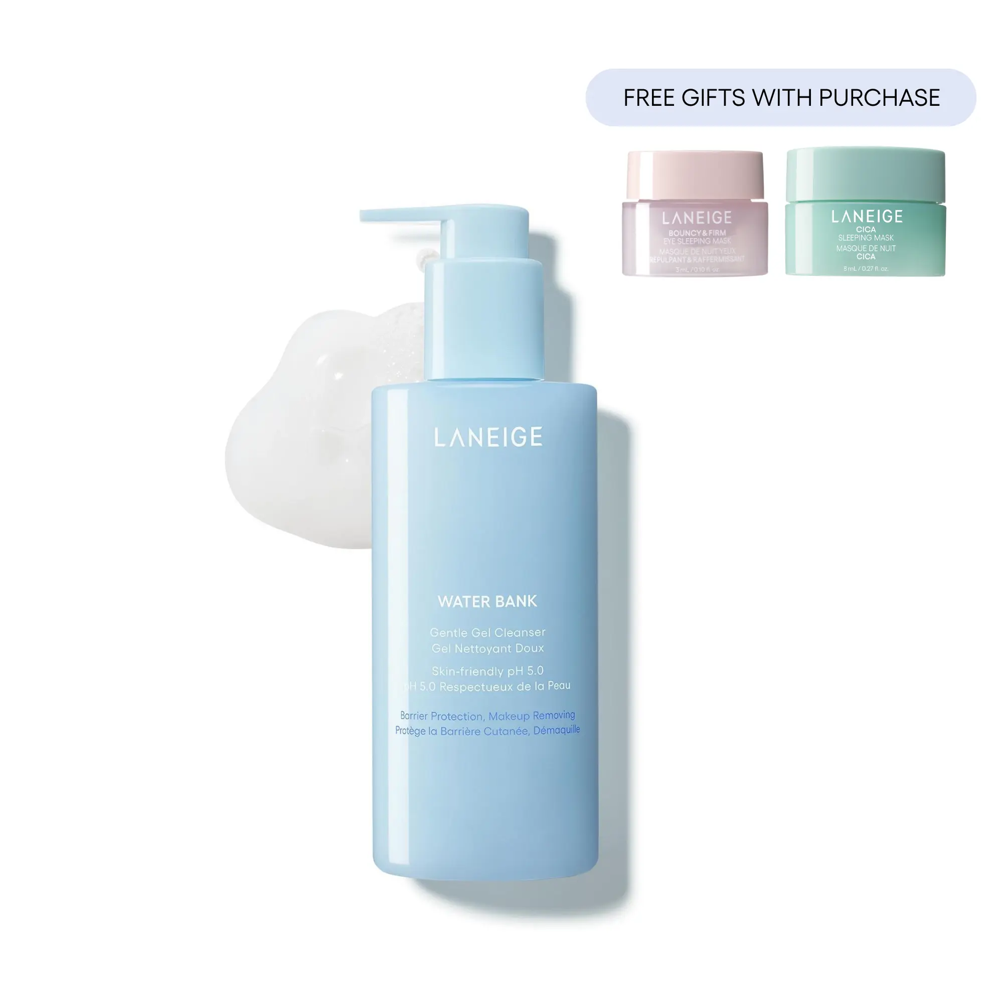 Laneige Water Bank Gentle Gel Cleanser, Korean Skincare, Blue Hyaluronic Acid, Hydrating, Cleansing