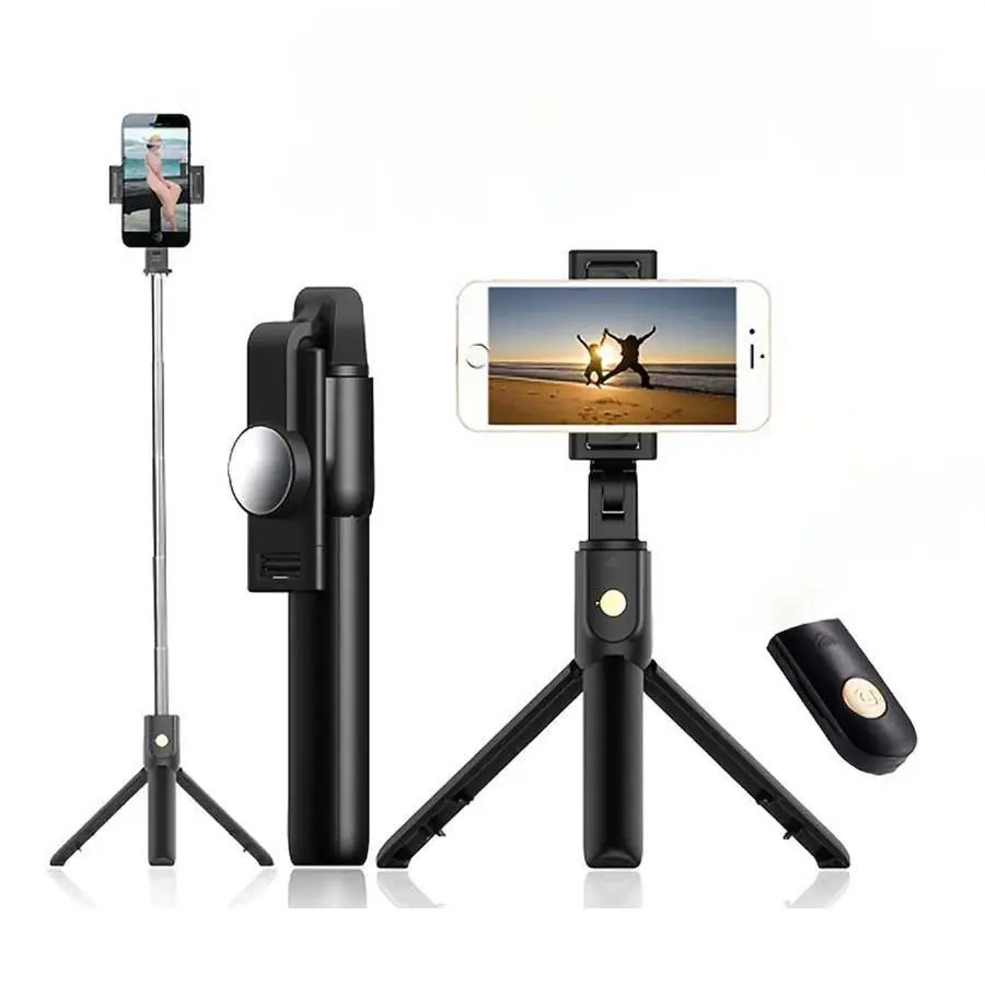 Adjustable Selfie Stick Tripod with Extendable Rod for iPhone, Portable Phone Stand Tripod for Live Streaming, Universal Adjustable Bluetooth-compatib
