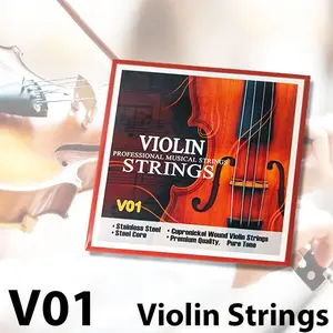 Violin String Set V01, 4/4 Universal Size Full Set Eadg Replacement Strings, Durable Steel Core Violin Accessories, Suitable for Beginners