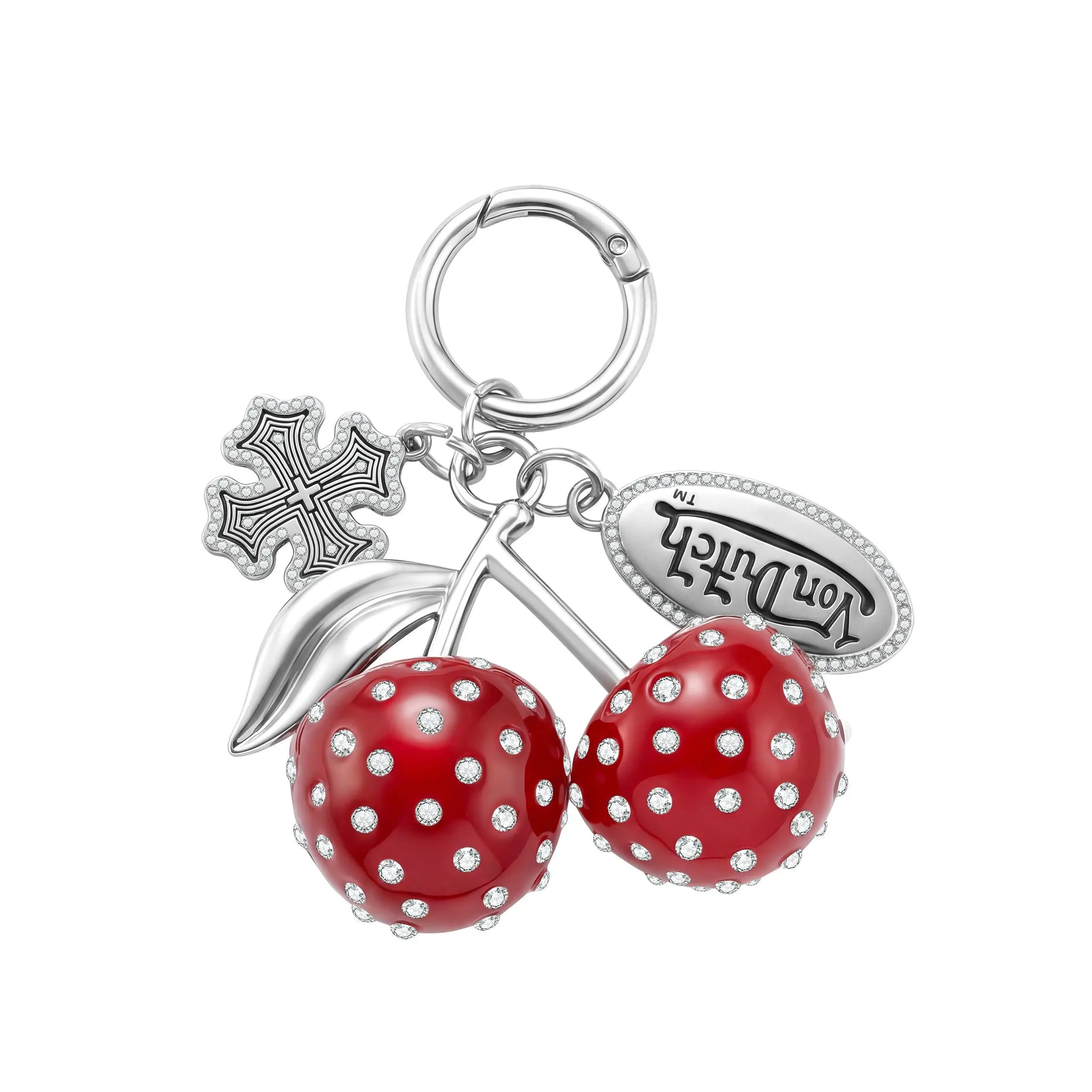 3D CHERRY KEYCHAIN - SILVER