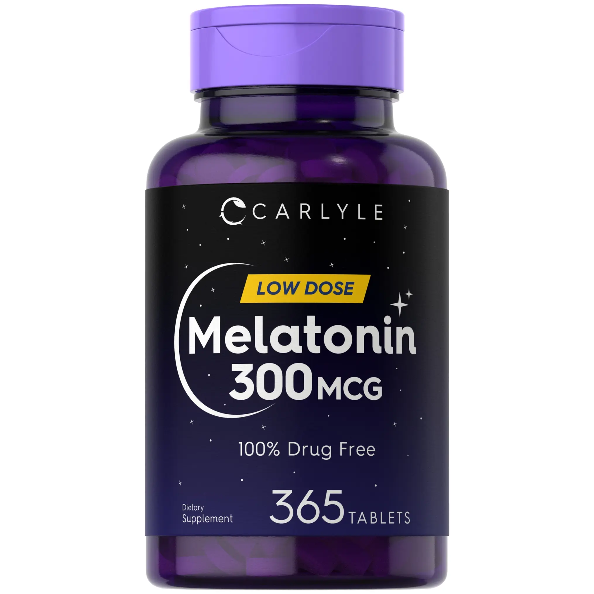 Carlyle Melatonin 300 mcg - 365 Tablets - Low Dose - Vegetarian, Non-GMO and Gluten Free Carlyle Melatonin 300 mcg - 365 Tablets - Low Dose - Vegetarian, Non-GMO and Gluten Free