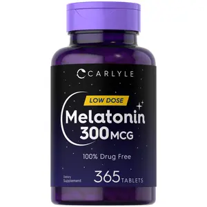 Carlyle Melatonin 300 mcg - 365 Tablets - Low Dose - Vegetarian, Non-GMO and Gluten Free