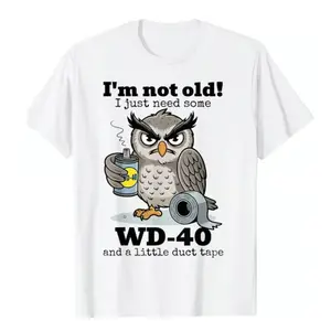 Athera Men European and American Style Pure Cotton T-shirt with Owl Pattern, Loose, Comfortable, Casual, for Outdoor Sports and Street Style Tops