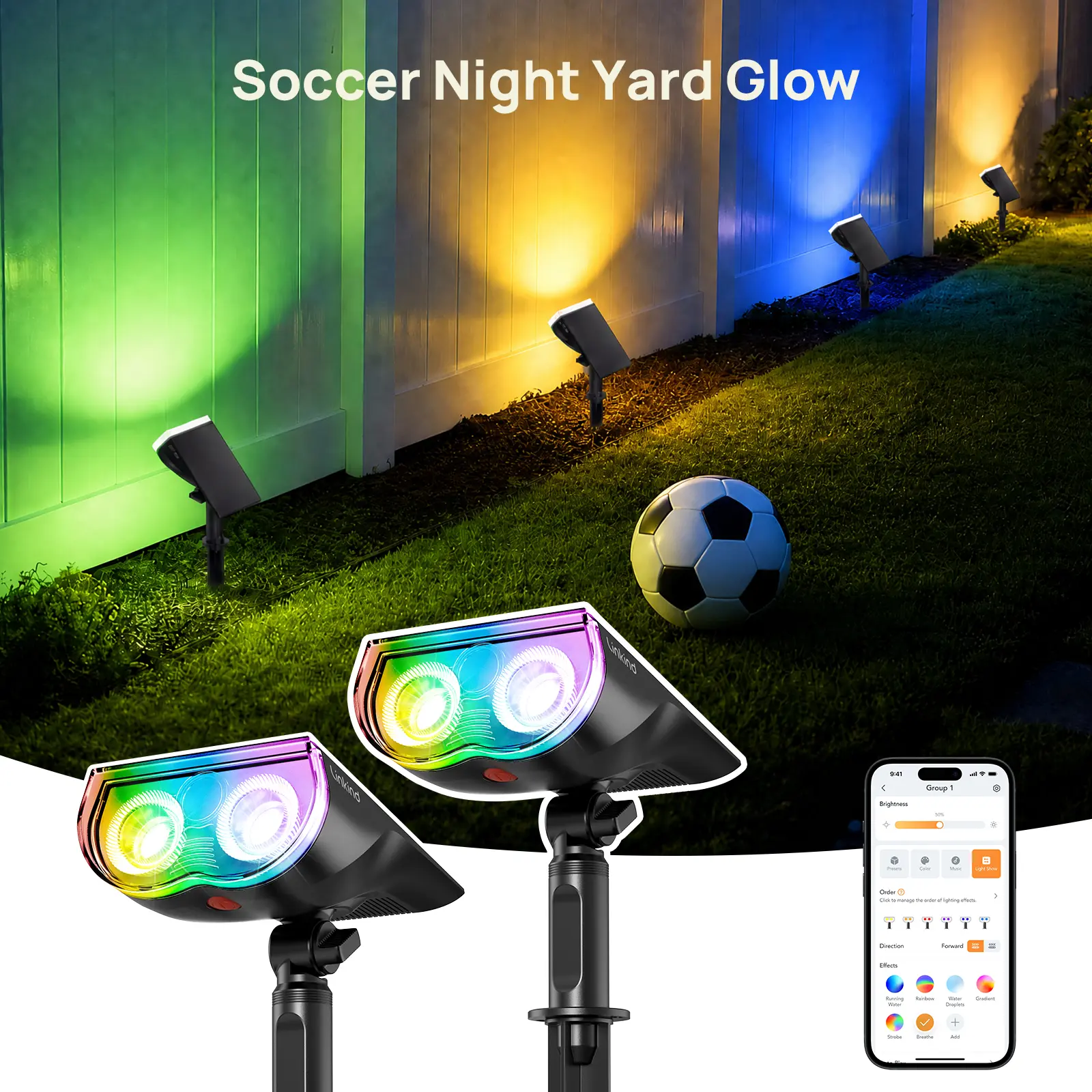 [$5 Off For Limited Time] Linkind Smart Solar Spotlight RGBTW Color Changing Cool Warm White Landscape Lighting APP Control Solar Lights Outdoor IP67 Waterproof for Yard Garden Pathway with AI-Dot App for Customizable Scenes