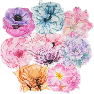 80Pieces Transparent Flower Stickers Set, Decorative Floral Clear Vinyl Wall Decals for Planner Scrapbook Aesthetic Room Decor Junk Journal Bullet Journals Collage - Home Improvement.