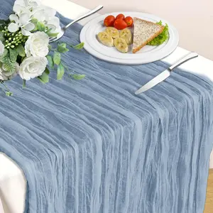 Blue Table Runner, 10Ft 120in Cheesecloth Table Runner, Gauze Rustic Cheese Cloth Table Runners for Wedding, Party, Bridal Shower, Boho Table Runners for Christmas Thanksgiving Halloween Easter