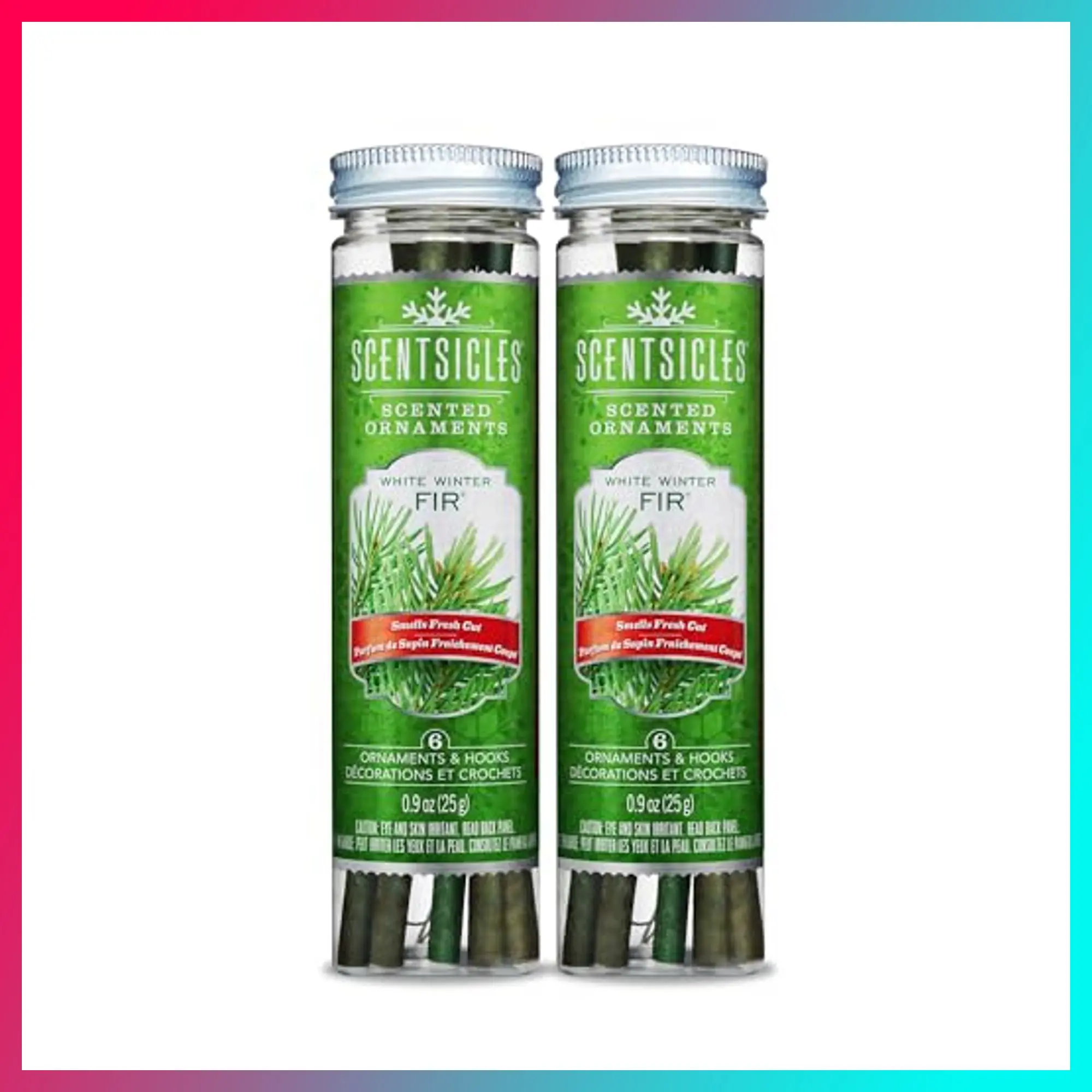 Scentsicles White Winter Fir Scented Christmas Tree Ornaments - 2 Bottles (12 Sticks Total)