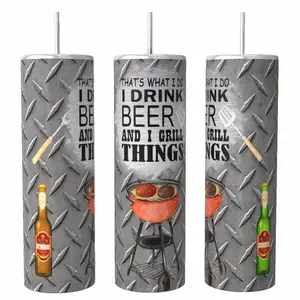 BBQ Grill and Beer 20 oz Tumbler Drinkware Insulated Skinny Portable