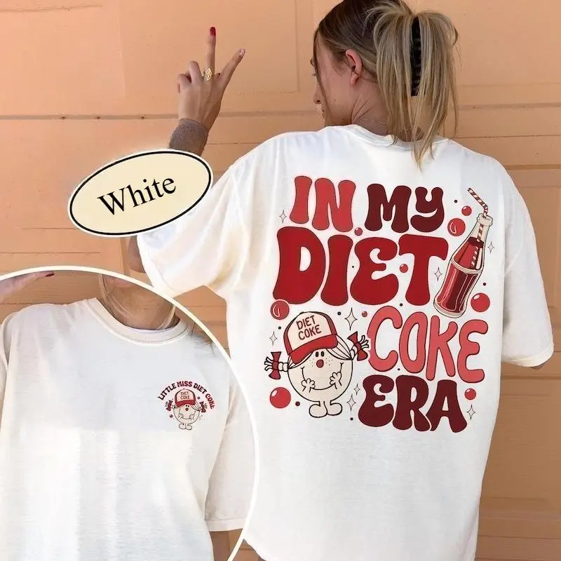 Women's Sports Casual Graphic Tshirt - Round Neck, Cotton, Classic Fit Top with Funny "In My Diet Coke Era" Print for Soda Lovers