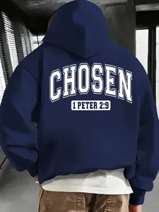 Men's Drawstring Hooded Loose Sweatshirt, Fall & Winter Casual Comfortable Hoodie, the Chosen One Print, Perfect Gift for Autumn & Winter